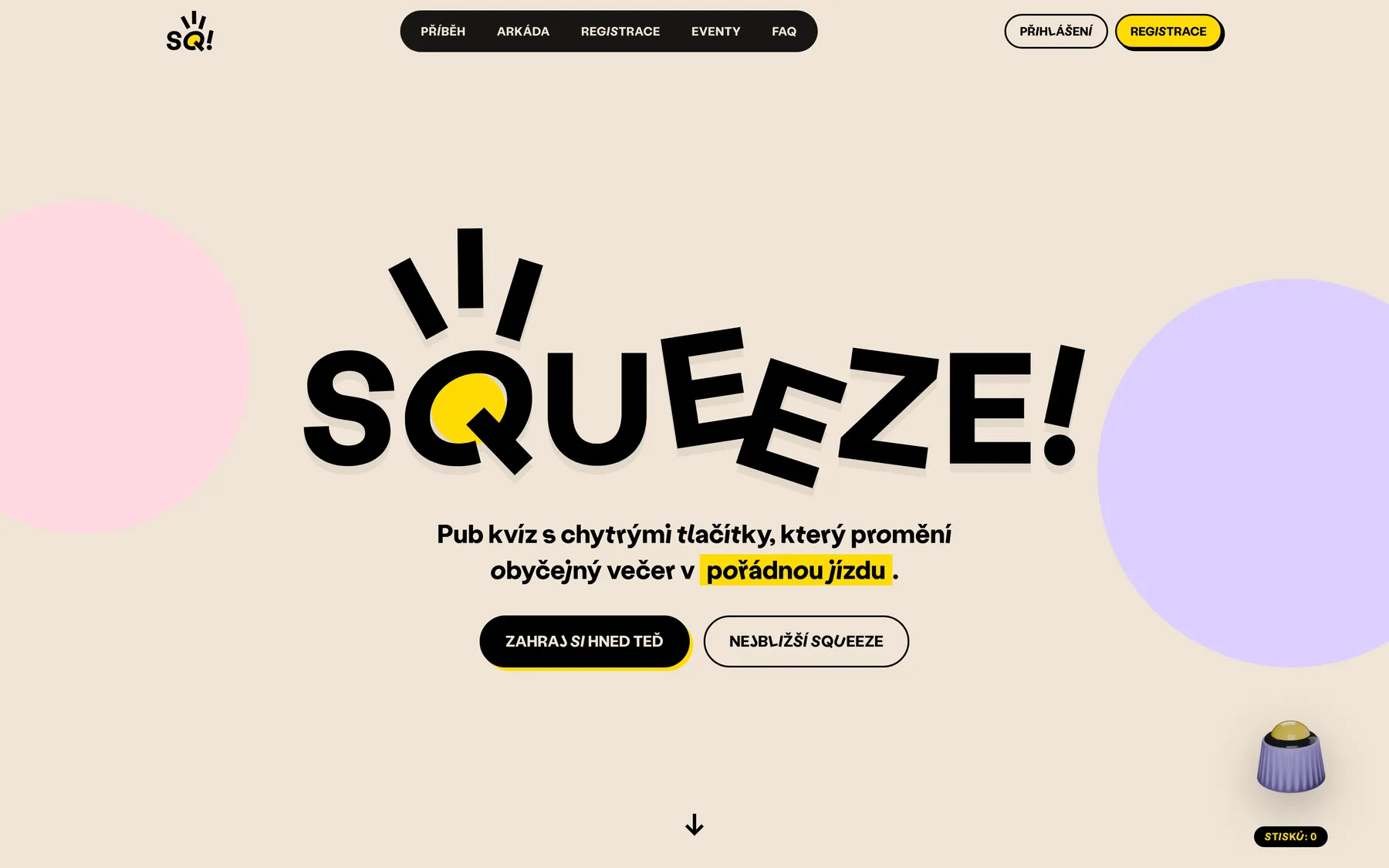 Hero sekce webu Squeeze