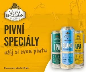 Animovaný banner Volfas Engelman Pivní speciály: plechovky IPA, BLANC a APA